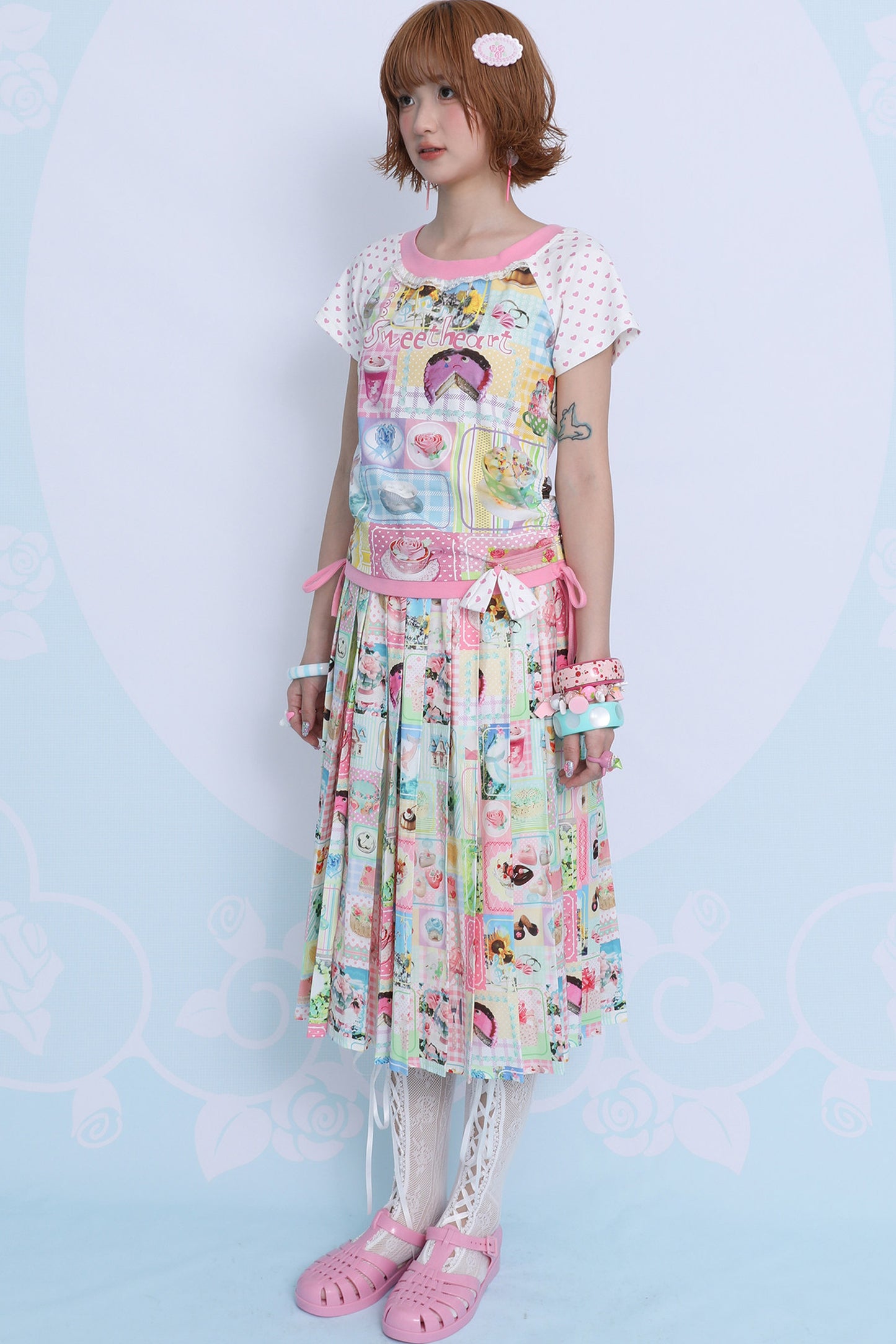Patchwork Pleated Skirt