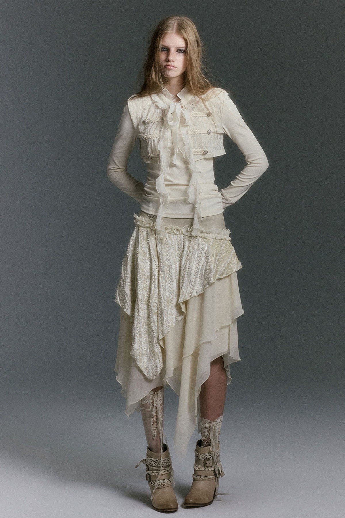 Napoleon Chiffon Patchwork Layered-Look Blouse