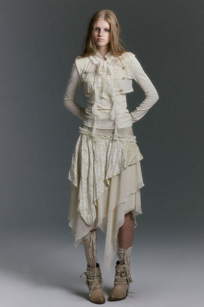 Napoleon Chiffon Patchwork Layered-Look Blouse