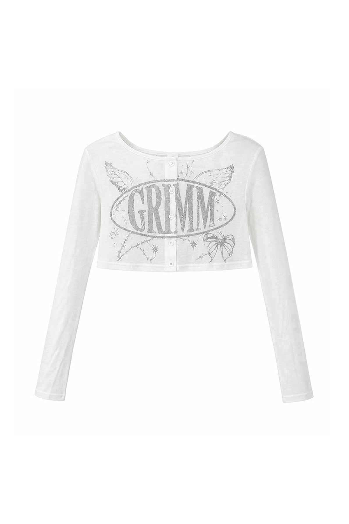 Silver Letter Print Long-Sleeve T-Shirt Set-Up