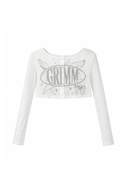 Silver Letter Print Long-Sleeve T-Shirt Set-Up