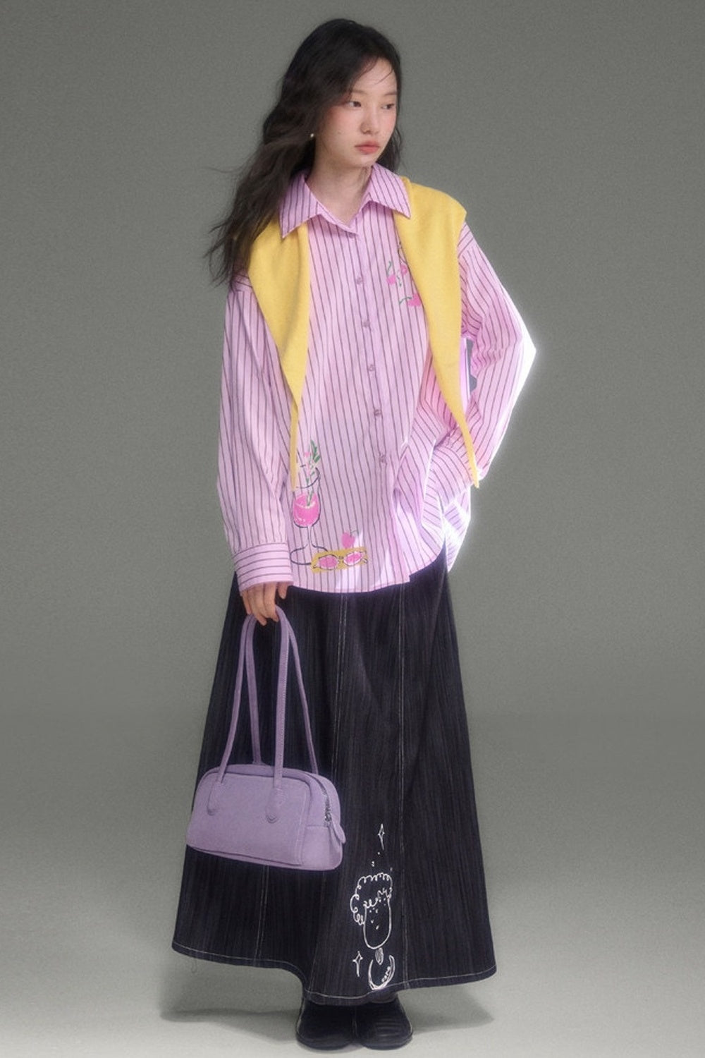 Holiday Striped Long-Sleeve Shirt and Pants Set-Up