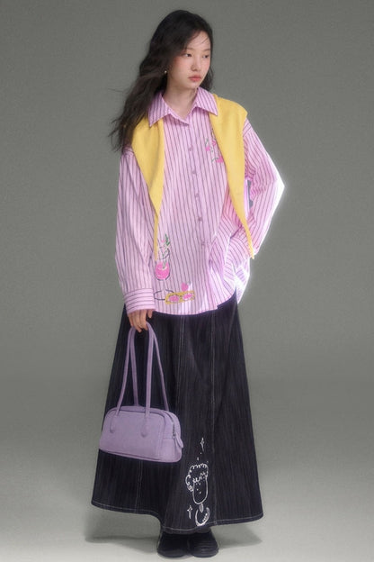 Holiday Striped Long-Sleeve Shirt and Pants Set-Up