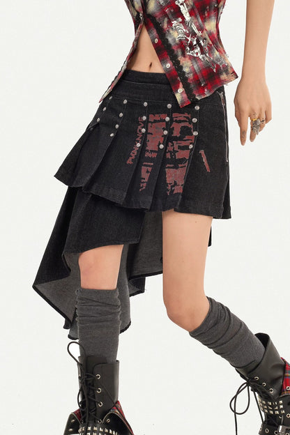 Irregular Punk Rivet Skirt