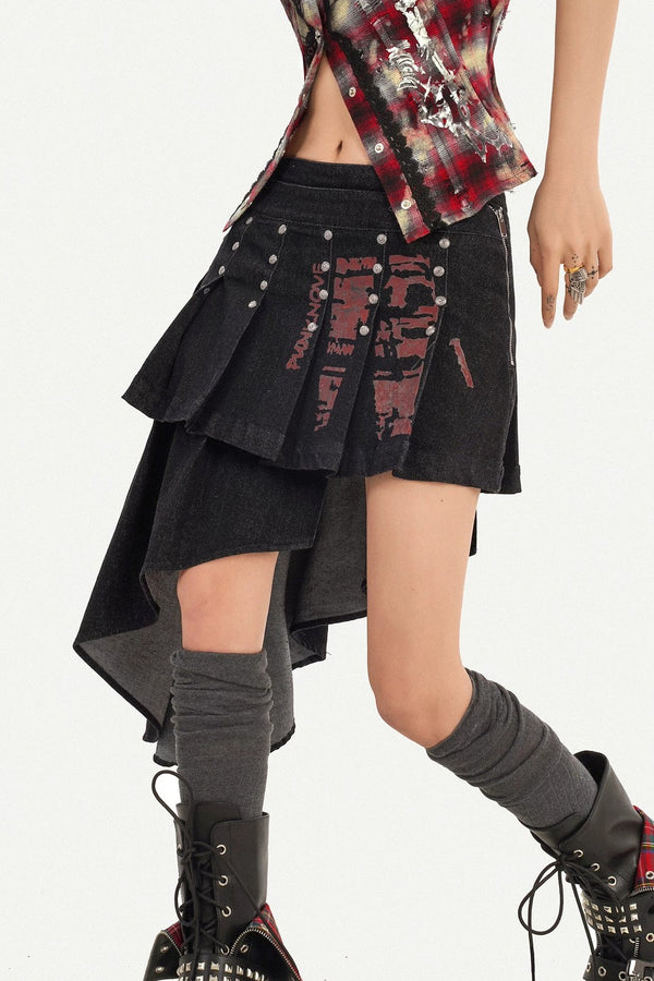 Irregular Punk Rivet Skirt