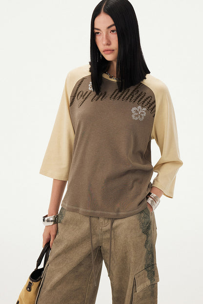 Oversized Slogan Print Raglan T-Shirt