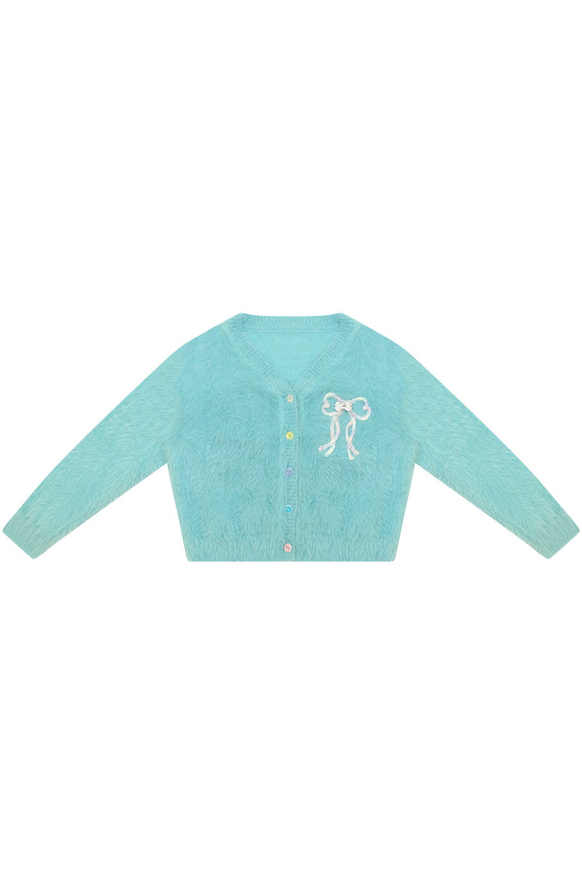 Fuzzy Bowknot Knit Cardigan