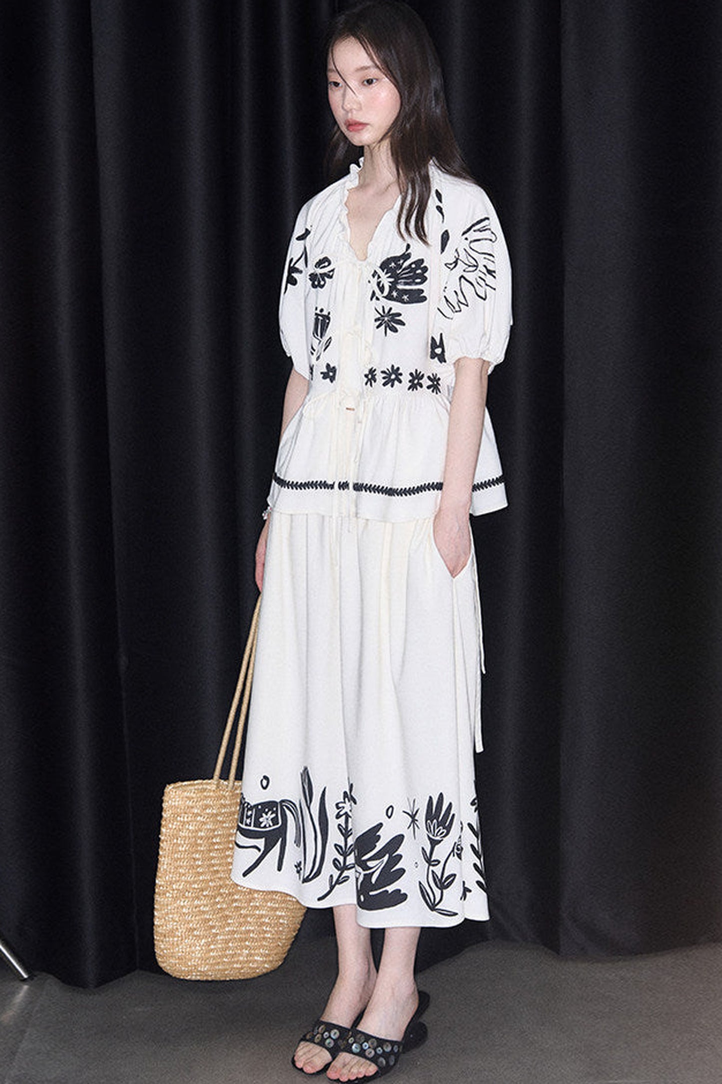 Floral Pony Linen Skirt