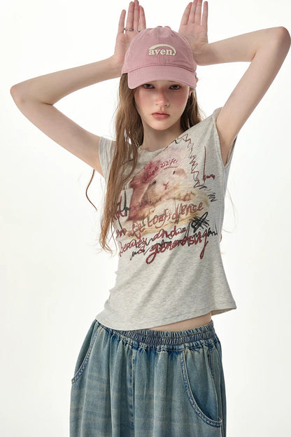 Rabbit Print Short-Sleeve T-Shirt