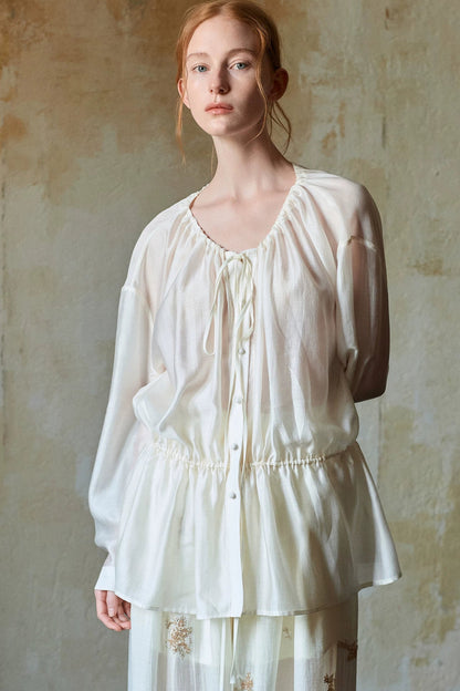 Tencel Acetate Off-White Blouse