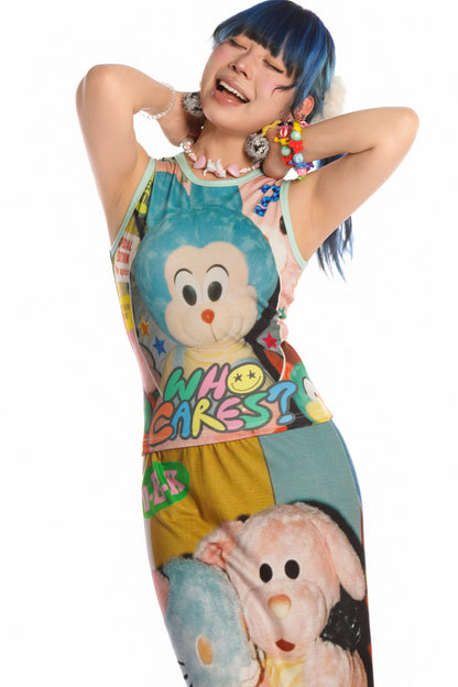 Y2K Devil Cat Print Sleeveless Tank Top
