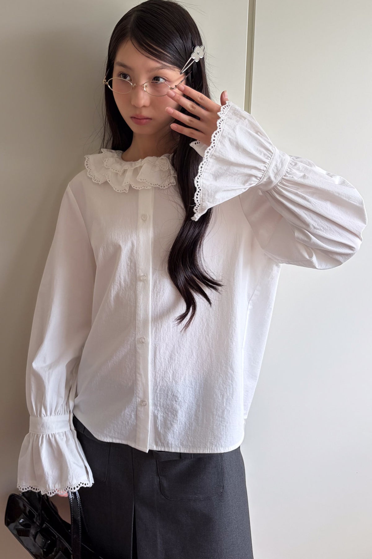 Lace Ruffle Collar Blouse