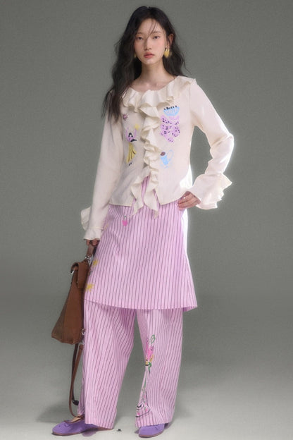Holiday Striped Long-Sleeve Shirt and Pants Set-Up