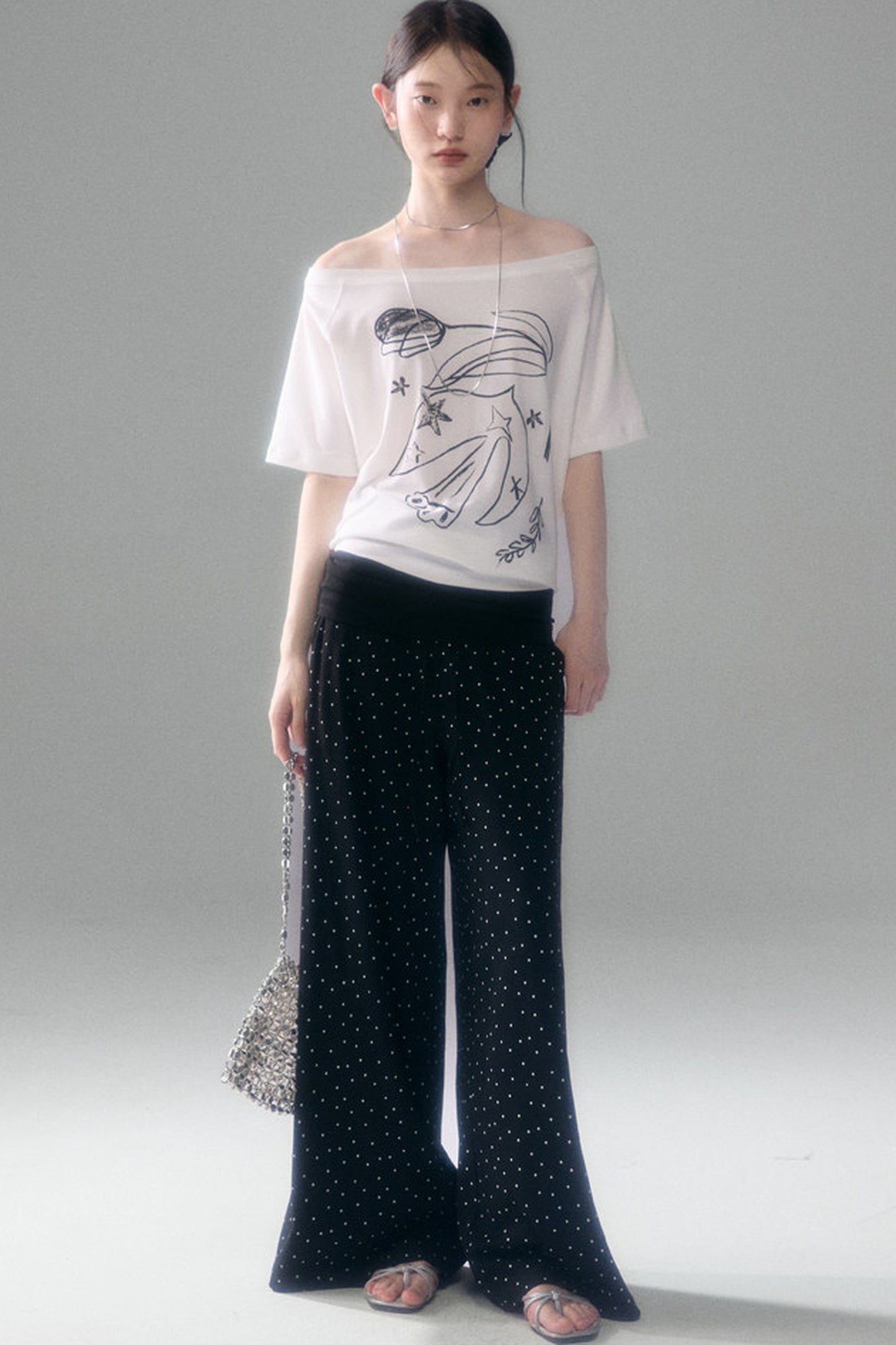 Retro Polka Dot Foldable Strapless Wide Leg Trousers