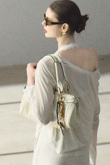 Asymmetrical Off-Shoulder Wool Modal Top