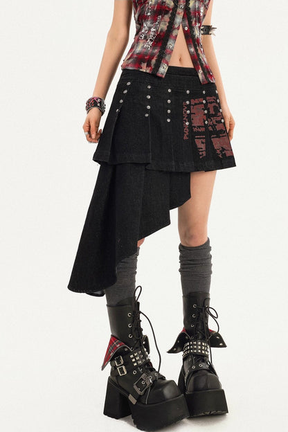 Irregular Punk Rivet Skirt