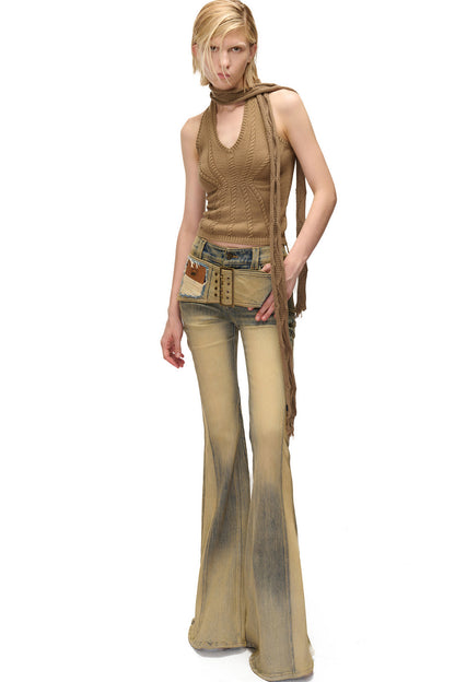Layered-Look Knit Halter Camisole