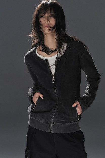 Waffle Distressed Punk Jacket