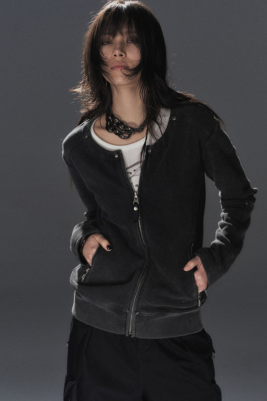 Waffle Distressed Punk Jacket