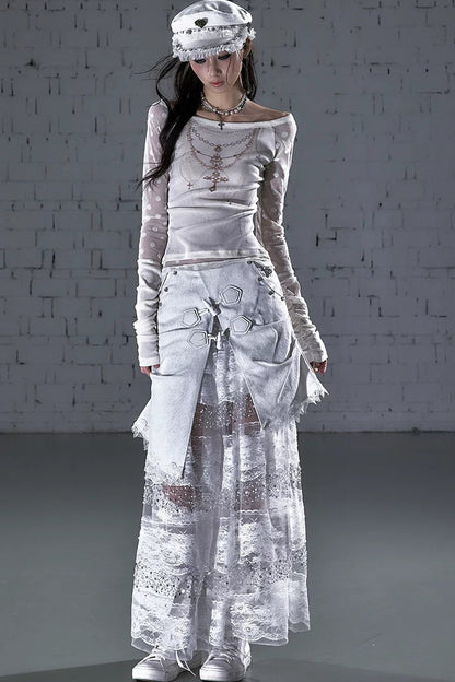Baroque Flocked Wing Embroidered Blouse
