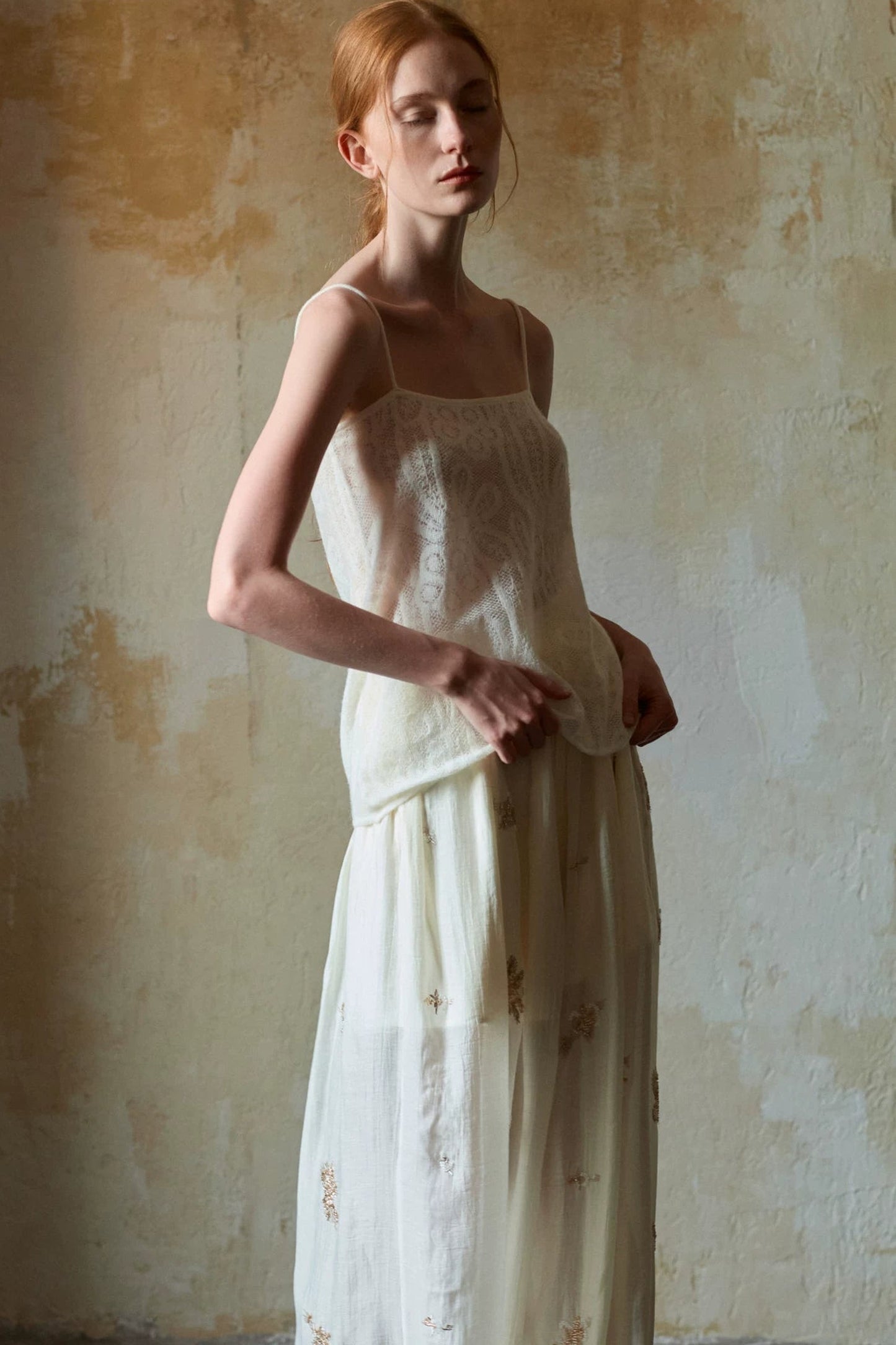 Off-White Wool Jacquard Camisole
