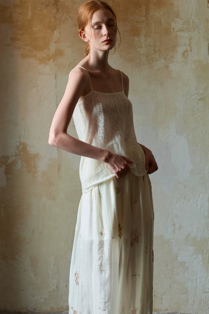 Off-White Wool Jacquard Camisole