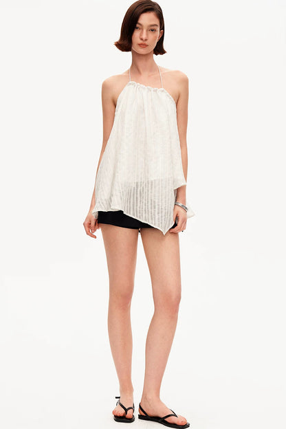 Textured Ruched Cotton Camisole