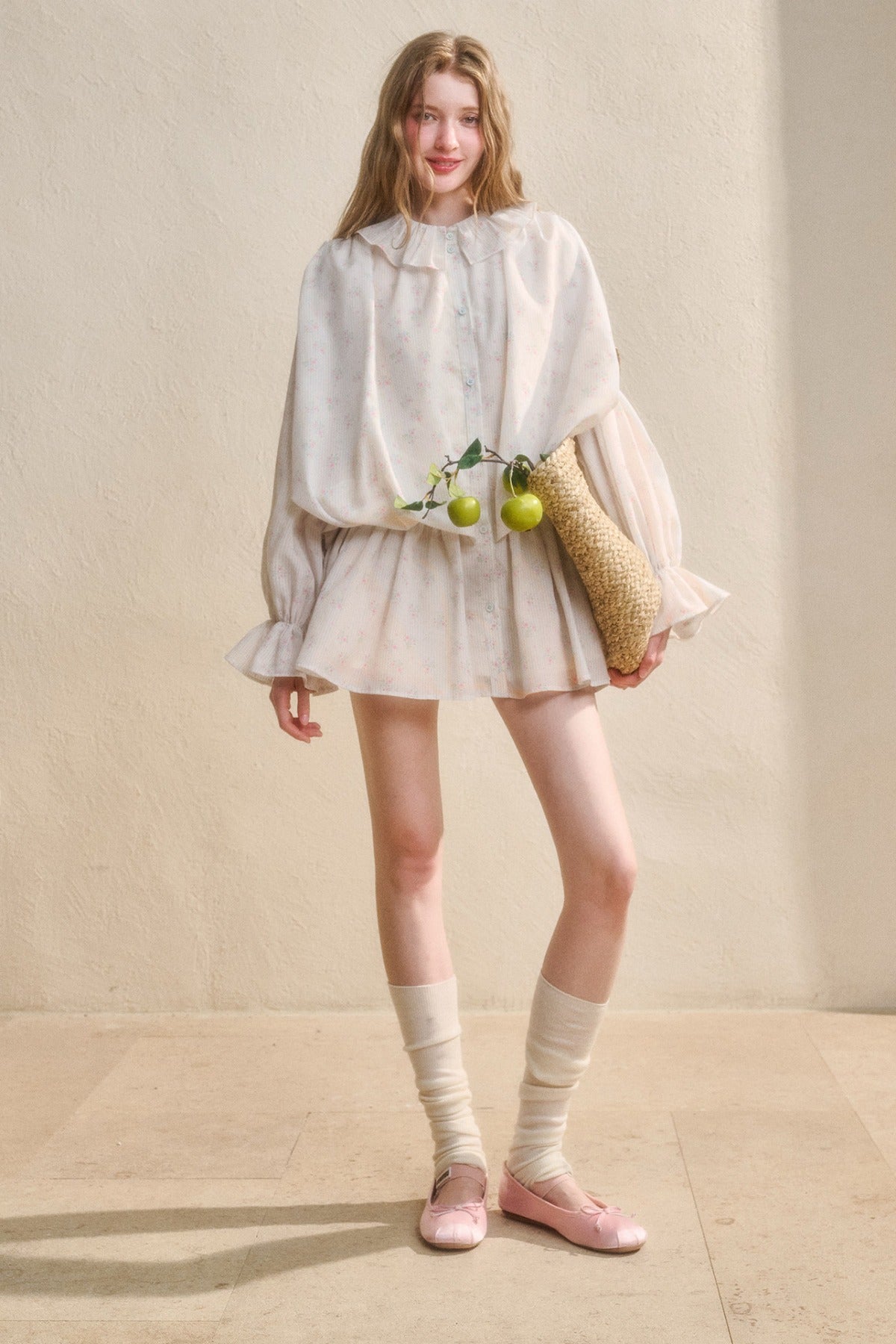 Floral Ruffle Shirt Dress