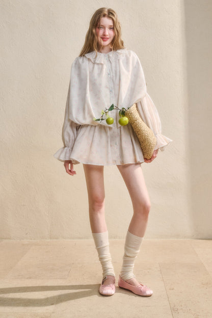 Floral Ruffle Shirt Dress