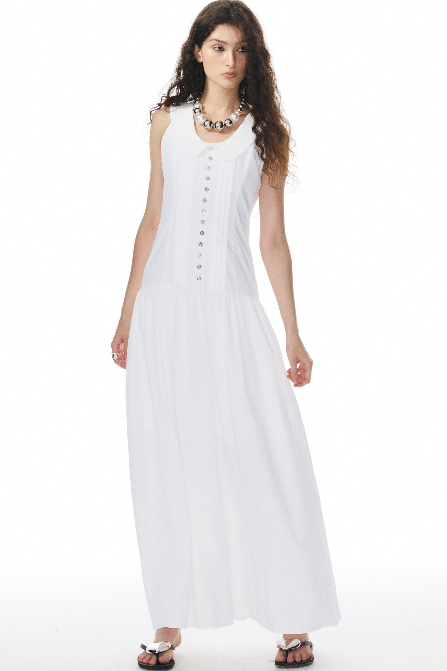 White Low-Neck Dress