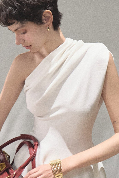 White Asymmetrical Lyocell Top