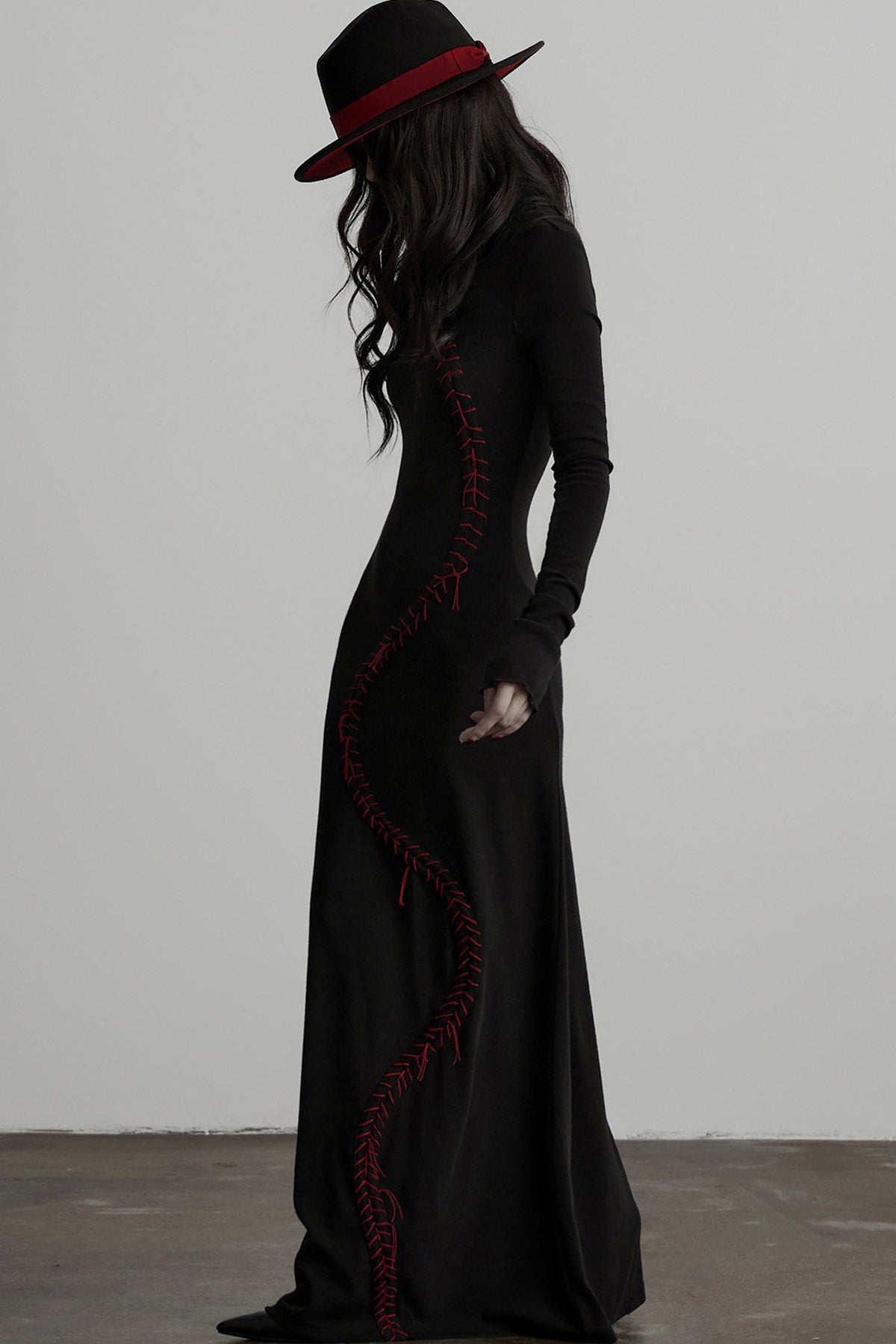 Hand-Stitched Long Sleeve Knit Dress
