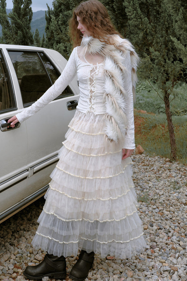 Beaded Alpaca Wool Shawl Skirt Set-Up