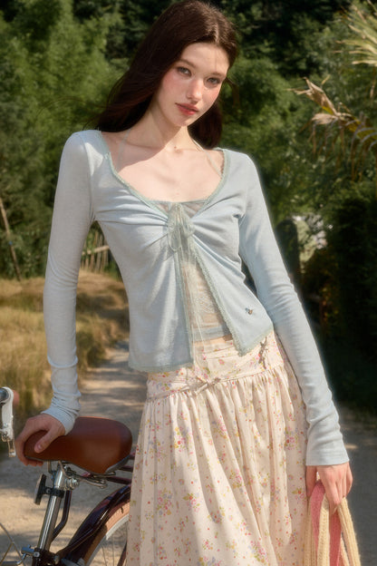 Youthful Skin-Like Cardigan Top