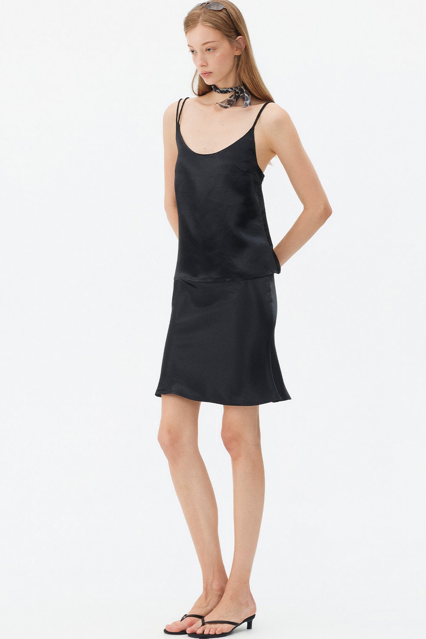 Thin Strap Satin Camisole and Mermaid Skirt Set-Up