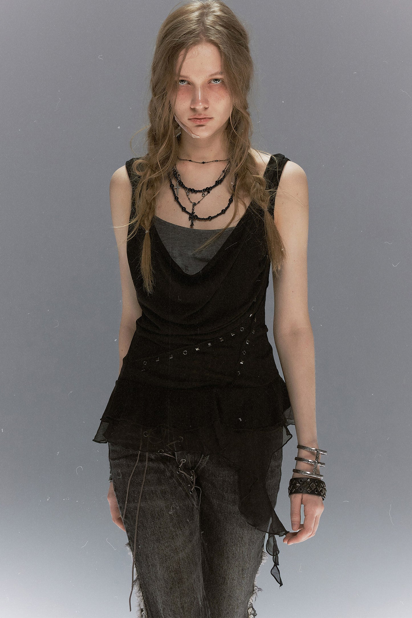 Gradient Chiffon Halter Top