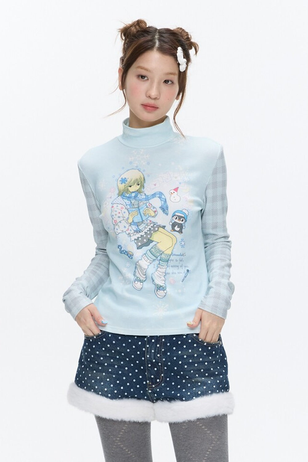 Octopus Grass Half-Turtleneck Top