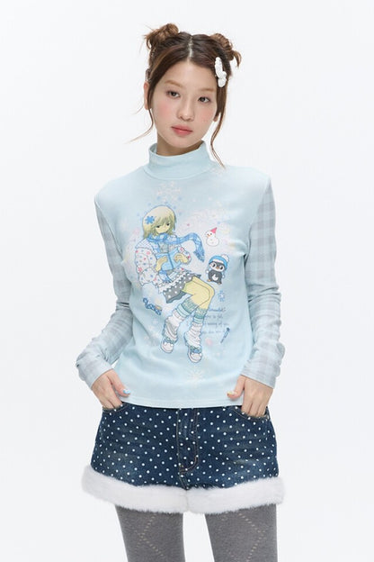 Octopus Grass Half-Turtleneck Top