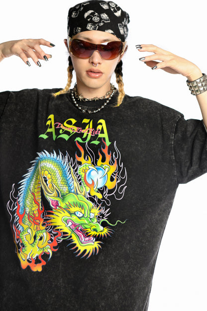 Dragon Print Loose Blouse