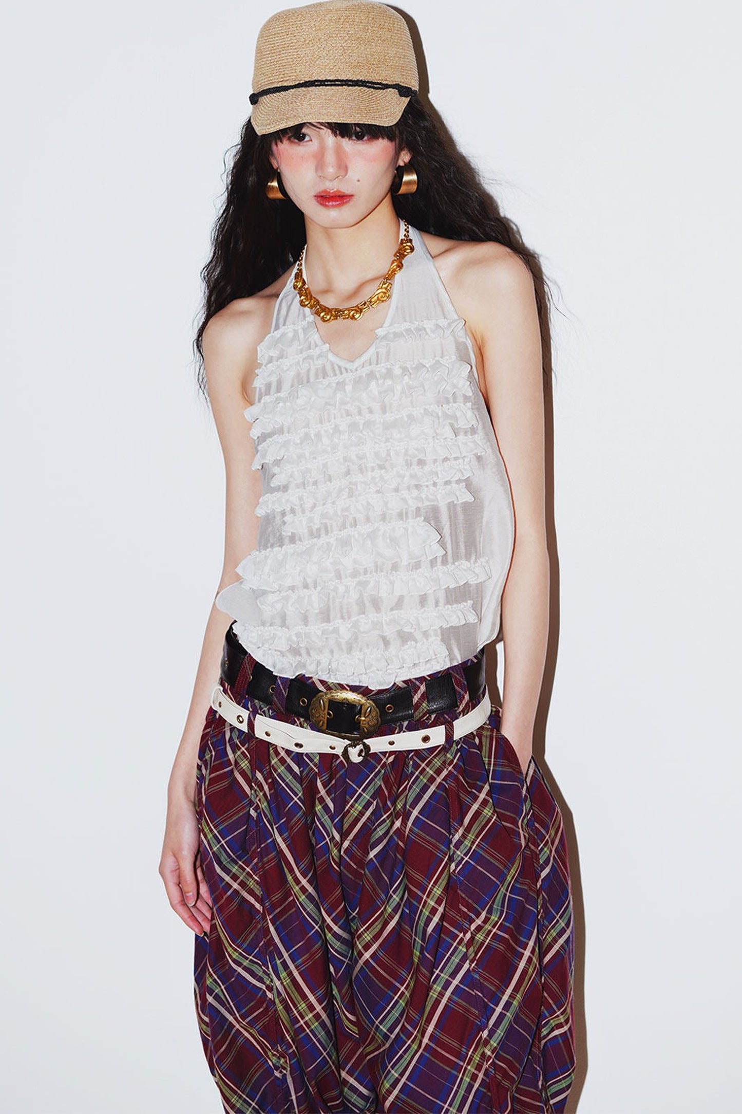 Lyocell Ruffle Halter Top