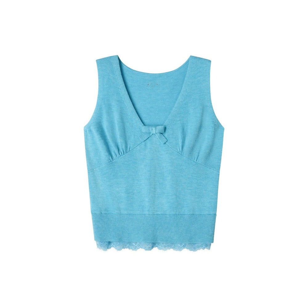 Lake Blue Lace Knitted Vest