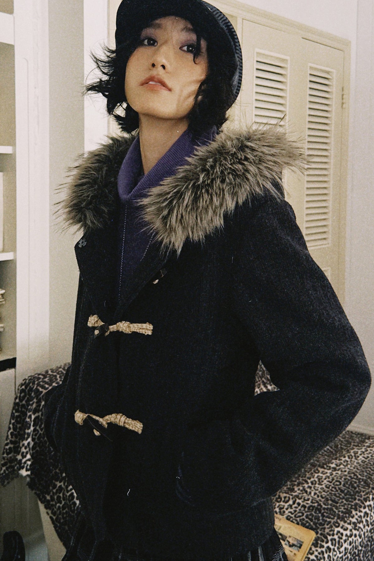 Short Tencel Wool Blend Duffle Jacket