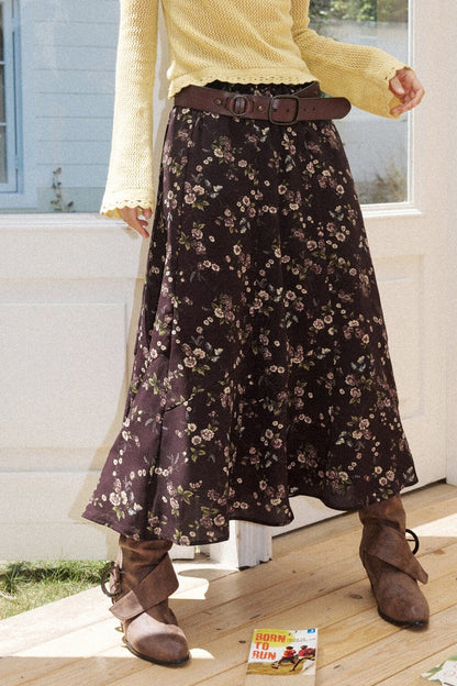 Vintage A-Line Elastic Waist Skirt