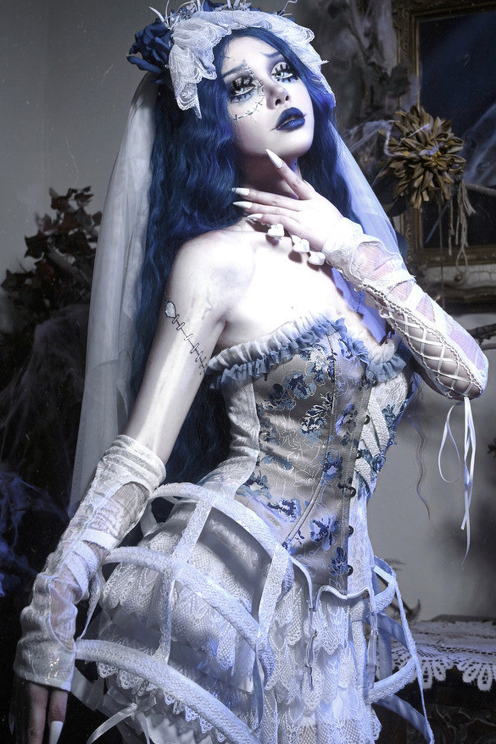 Gothic Ribbed Corset Suspender Set-Up