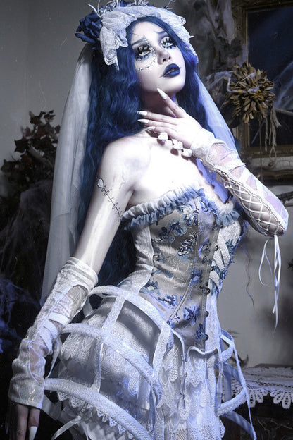 Gothic Ribbed Corset Suspender Set-Up
