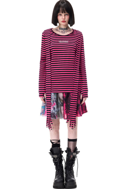 Striped Rivet Glove Sleeve Top