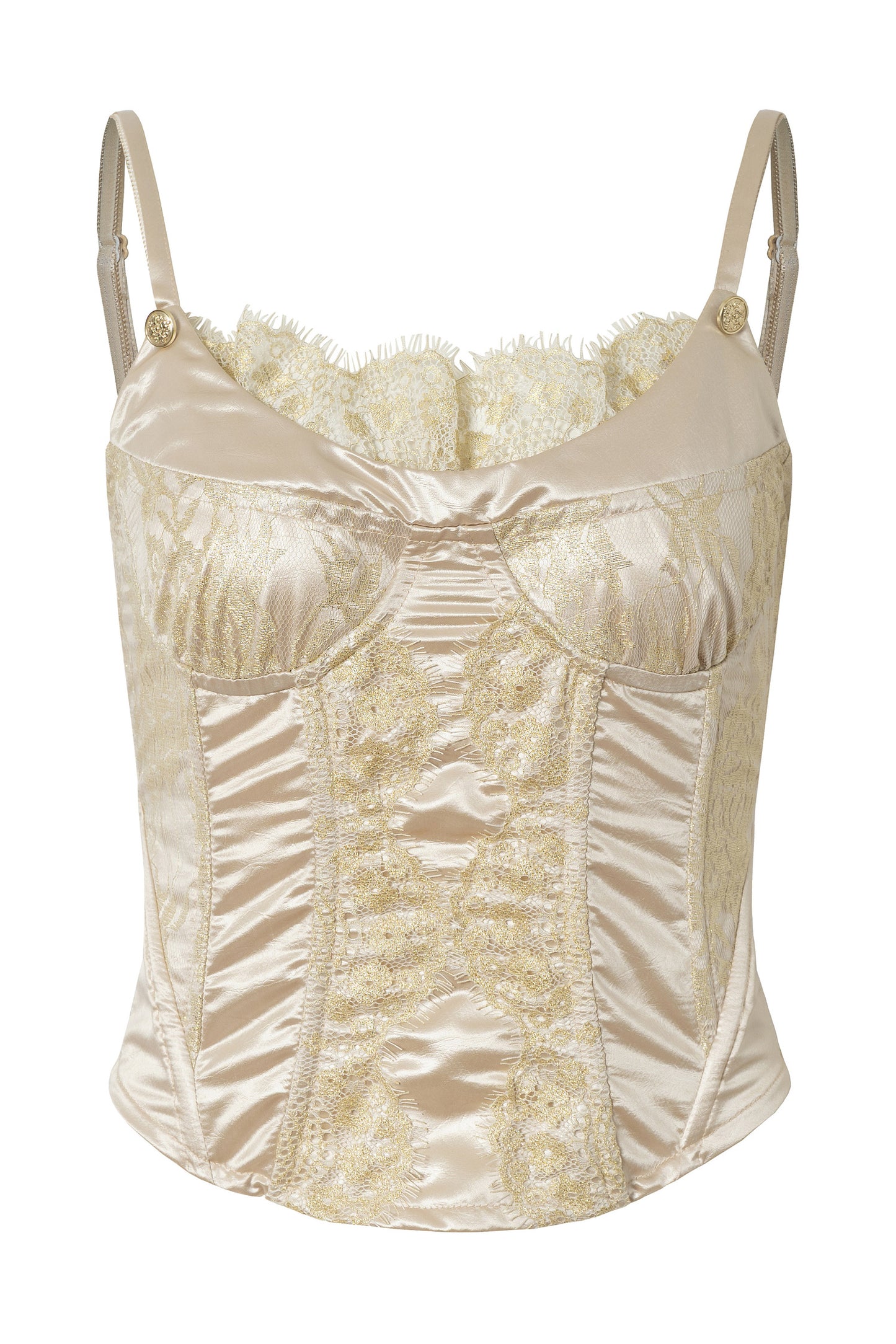 Top corsetto in raso senza spalline con stecche