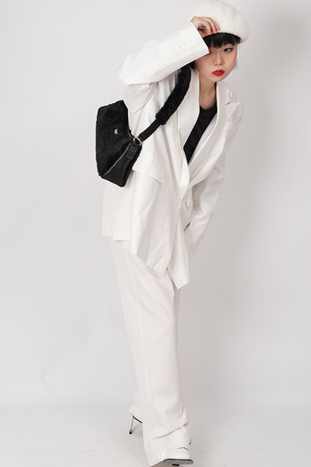 Solid Color Fur Underarm Crossbody Shoulder Bag