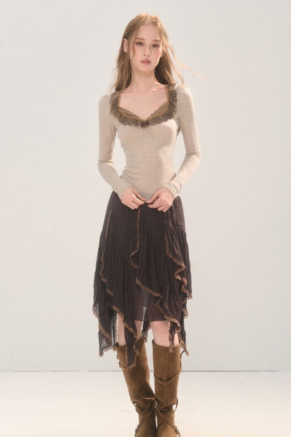 Retro Lace Collar Top