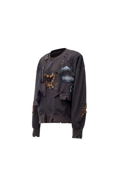 Leopard Patch Embroidery Sweatshirt